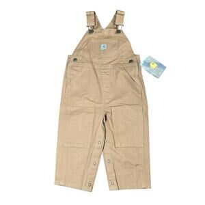 NEW Carhartt Bib Overalls Baby Toddler 18M Brown Canvas Double Knee Pants